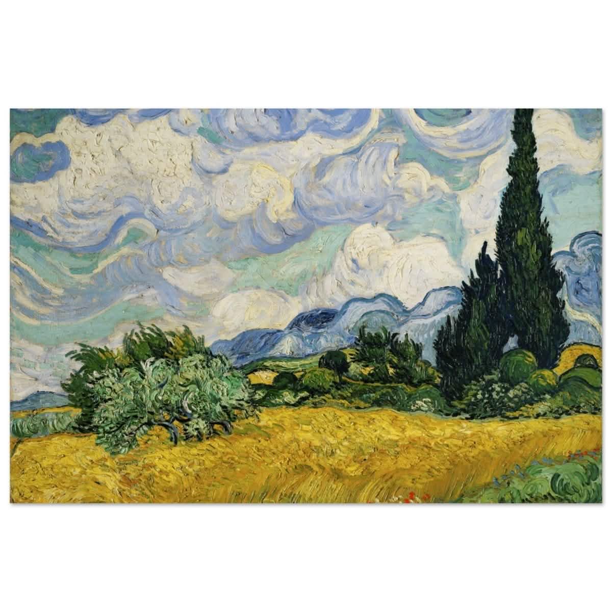 Wheat Field with Cypresses by Vincent van Gogh | Vintage Art wall art print - Wood Prints - 50x75 cm / 20x30″ -