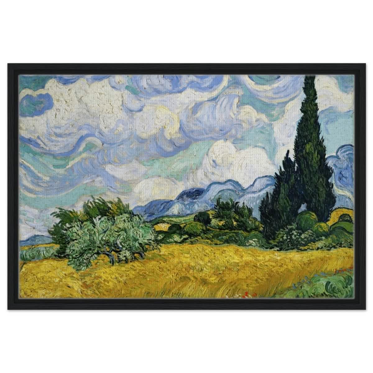 Wheat Field with Cypresses by Vincent van Gogh | Vintage Art wall art print - Framed Canvas - 50x75 cm / 20x30″ - Black frame