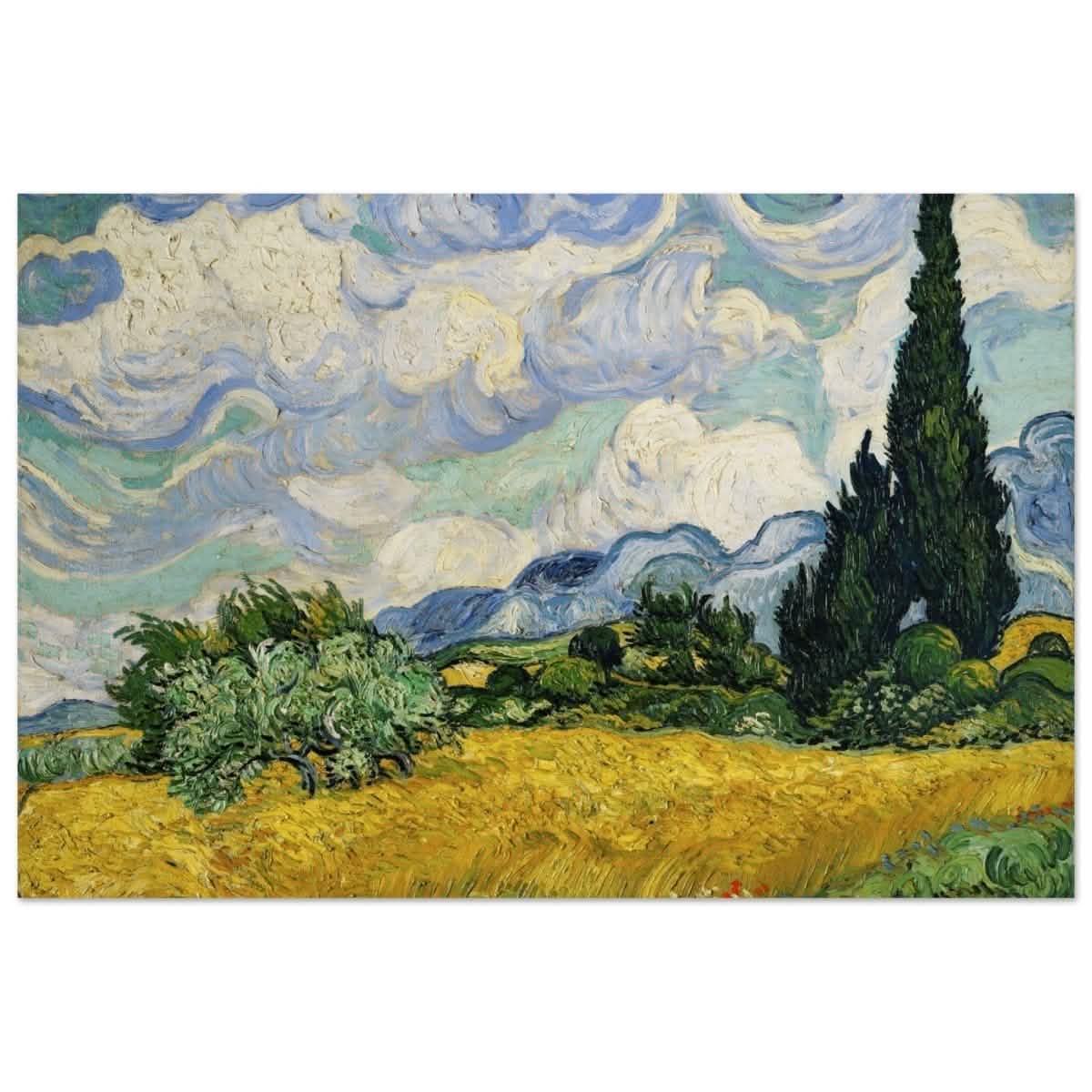 Wheat Field with Cypresses by Vincent van Gogh | Vintage Art wall art print - Wood Prints - 60x90 cm / 24x36″ -