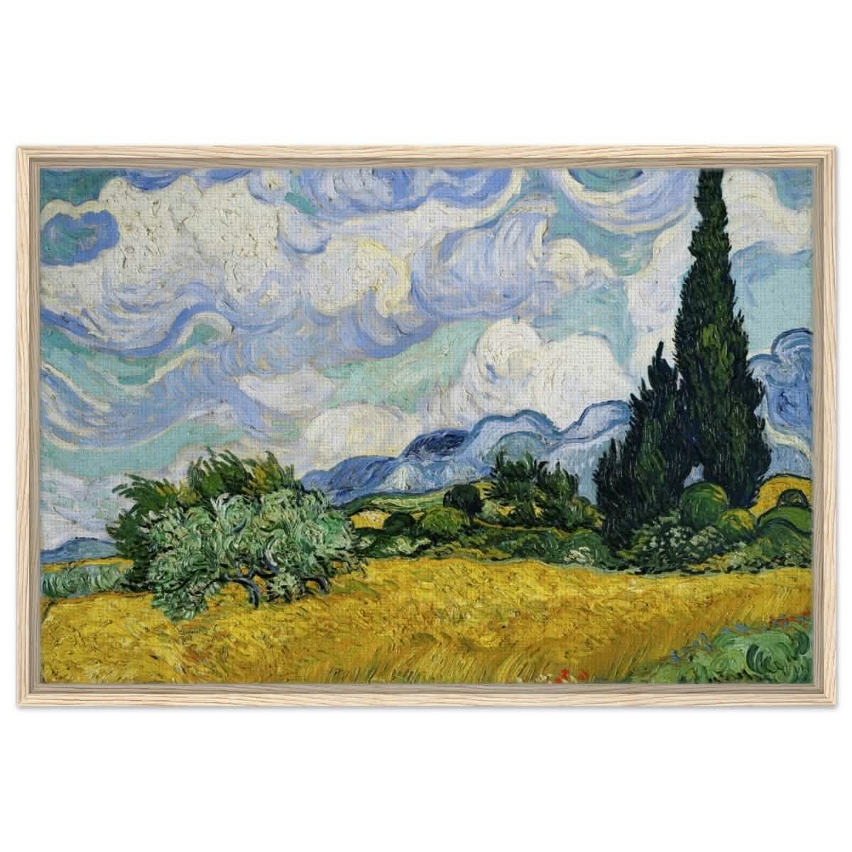 Wheat Field with Cypresses by Vincent van Gogh | Vintage Art wall art print - Framed Canvas - 60x90 cm / 24x36″ - Wood frame