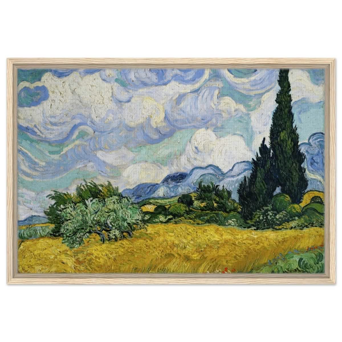 Wheat Field with Cypresses by Vincent van Gogh | Vintage Art wall art print - Framed Canvas - 50x75 cm / 20x30″ - Wood frame
