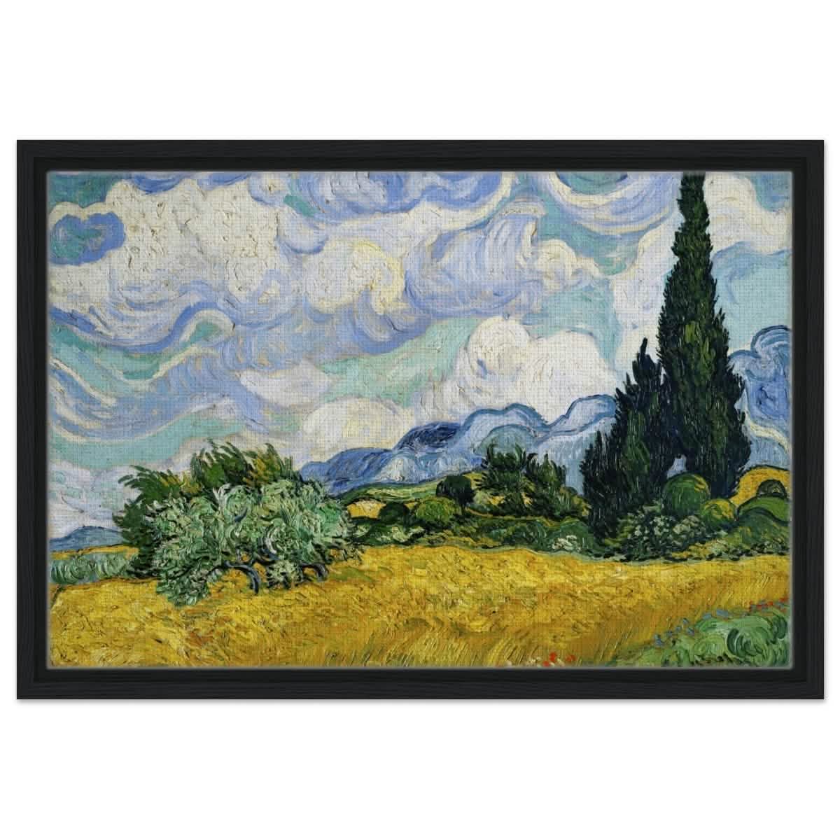 Wheat Field with Cypresses by Vincent van Gogh | Vintage Art wall art print - Framed Canvas - 40x60 cm / 16x24″ - Black frame