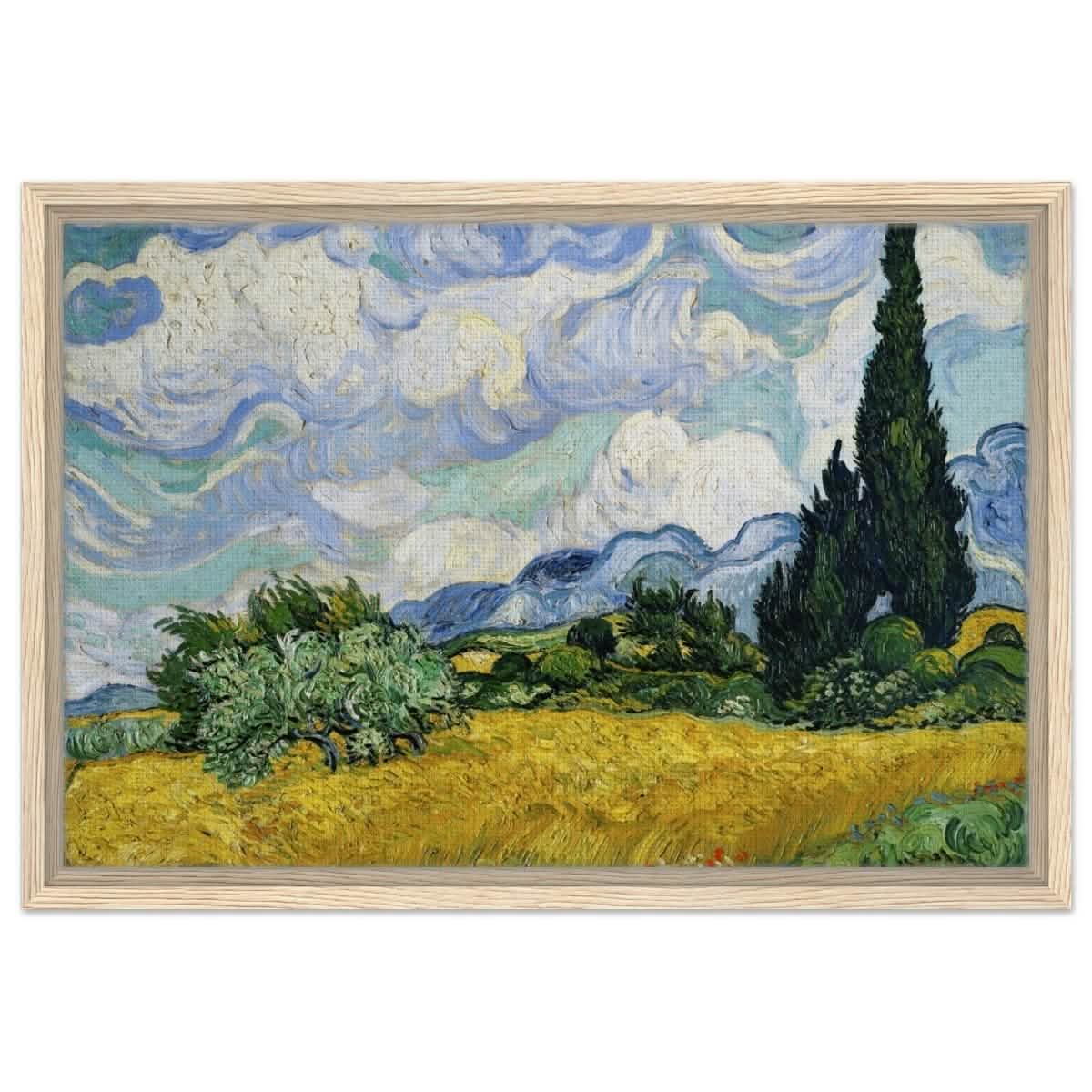 Wheat Field with Cypresses by Vincent van Gogh | Vintage Art wall art print - Framed Canvas - 40x60 cm / 16x24″ - Wood frame