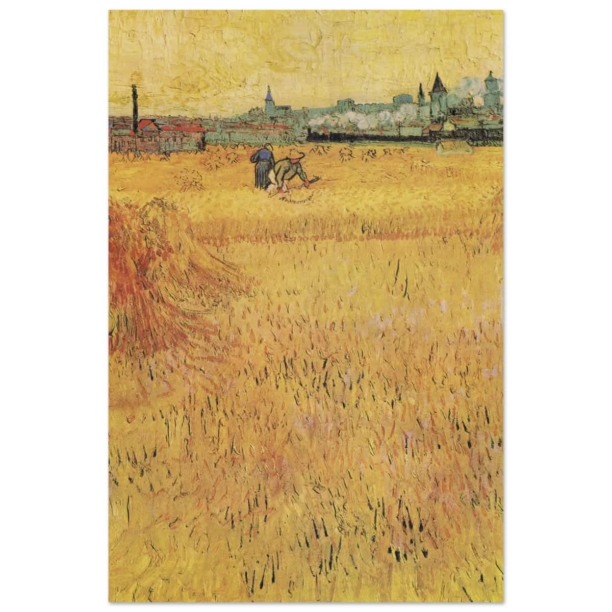 Wheat Field With View Of Arles (1888) by Vincent Van Gogh | Vintage Art wall art print - Wood Prints - 50x75 cm / 20x30″ -