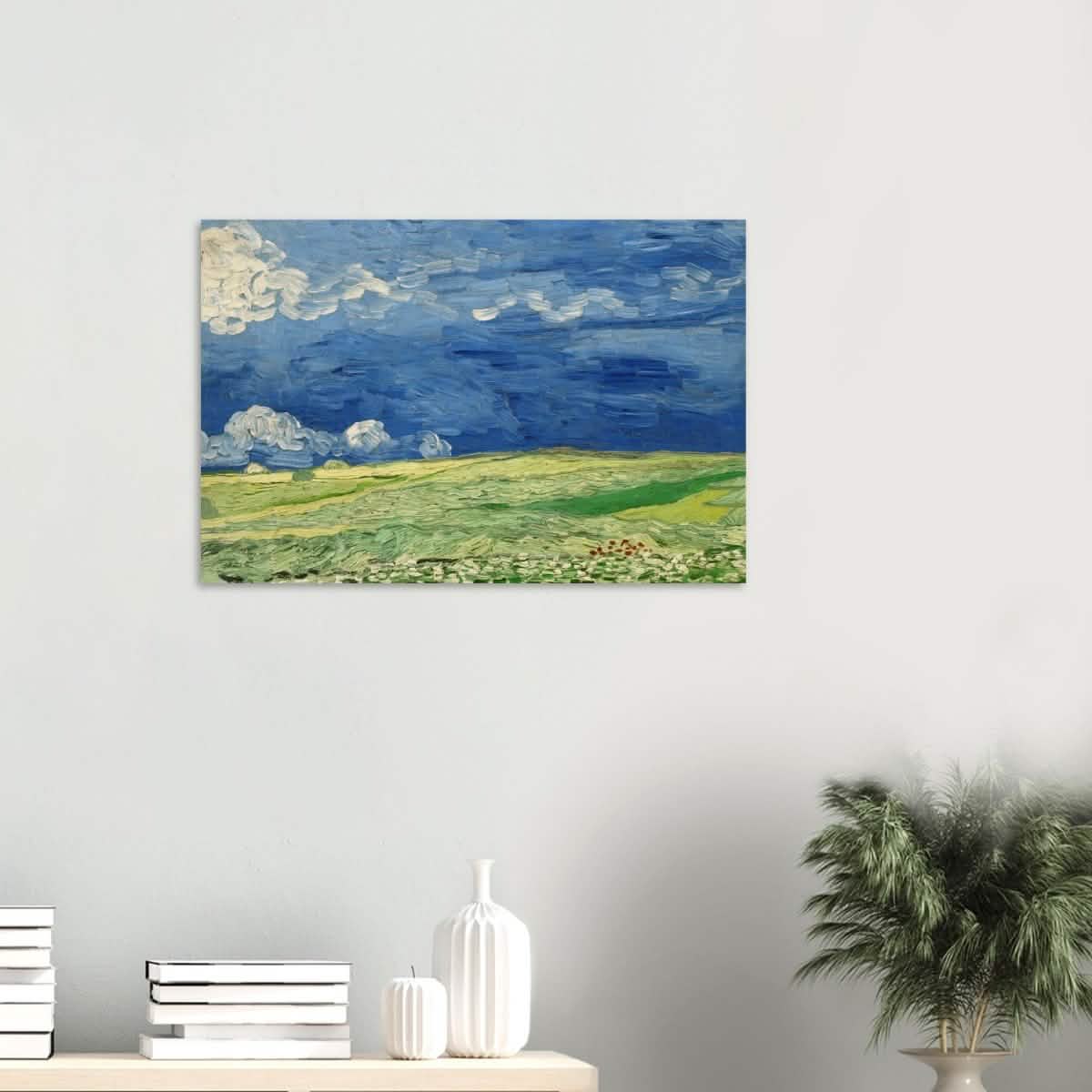 Wheatfield Under Thunderclouds by Vincent van Gogh - Wood Prints - 50x75 cm / 20x30″ - 20 mm