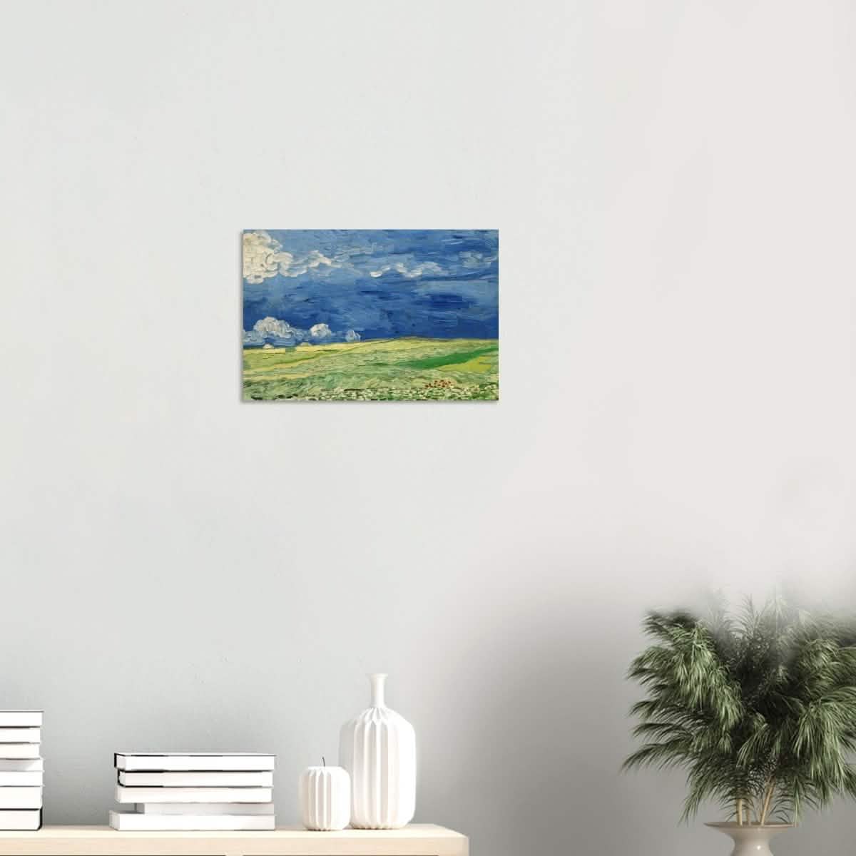 Wheatfield Under Thunderclouds by Vincent van Gogh - Wood Prints - 30x45 cm / 12x18″ - 10 mm