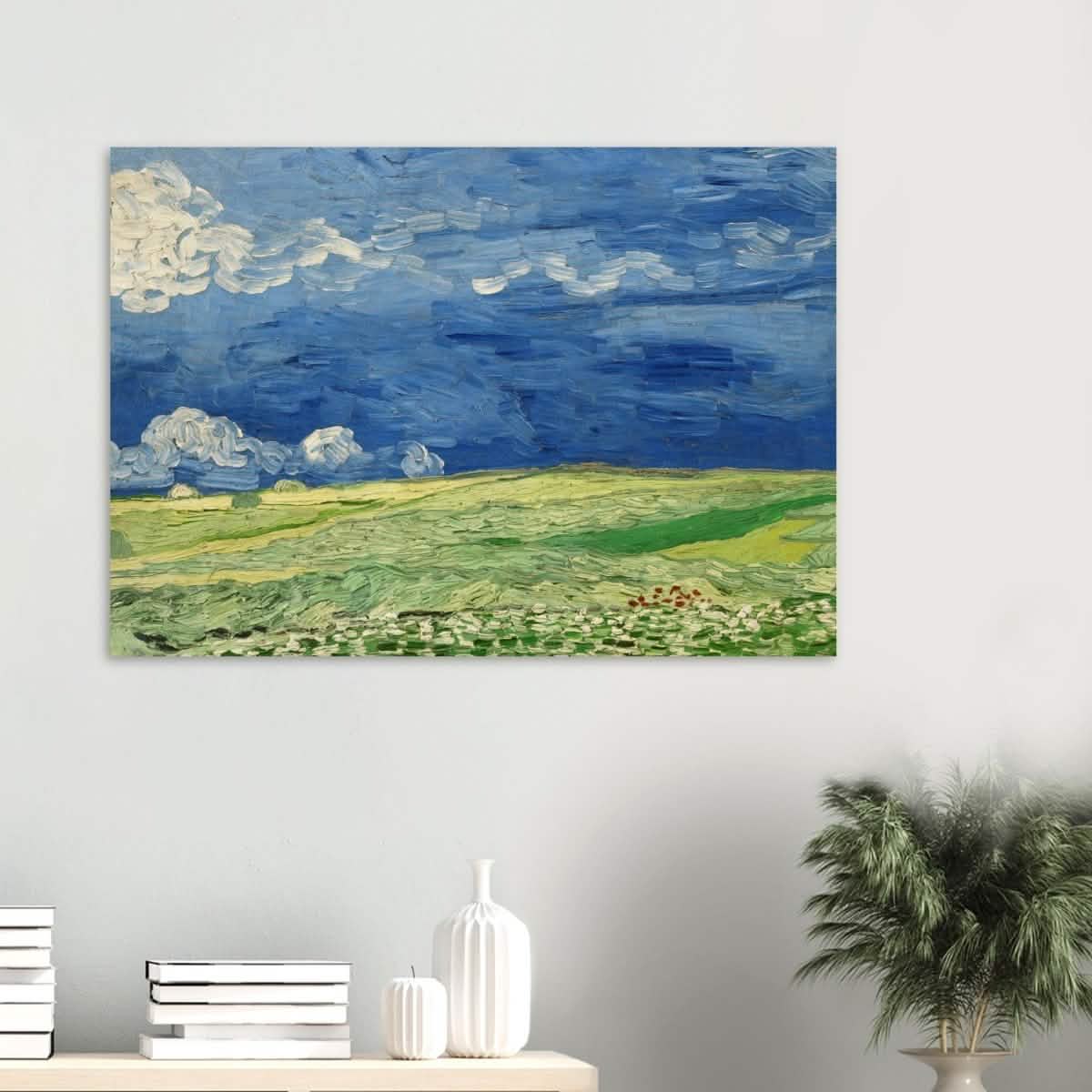 Wheatfield Under Thunderclouds by Vincent van Gogh - Wood Prints - 70x100 cm / 28x40″ - 10 mm