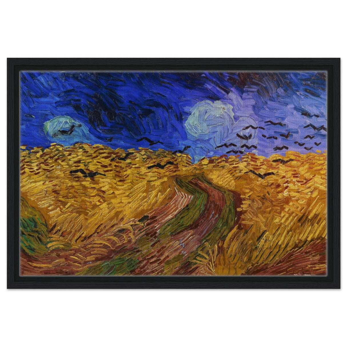 Wheatfield with Crows by Vincent van Gogh 1890 | Vintage wall art print - Framed Canvas - 40x60 cm / 16x24″ - Black frame