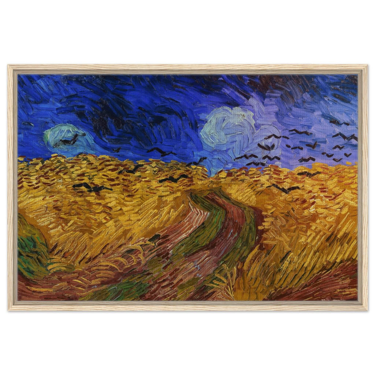 Wheatfield with Crows by Vincent van Gogh 1890 | Vintage wall art print - Framed Canvas - 60x90 cm / 24x36″ - Wood frame
