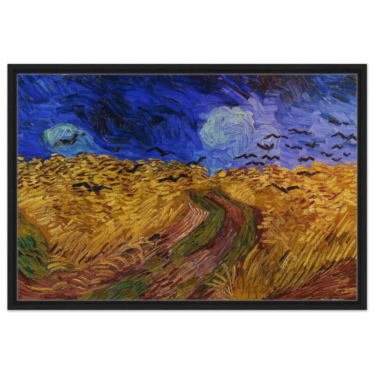 Wheatfield with Crows by Vincent van Gogh 1890 | Vintage wall art print - Framed Canvas - 60x90 cm / 24x36″ - Black frame