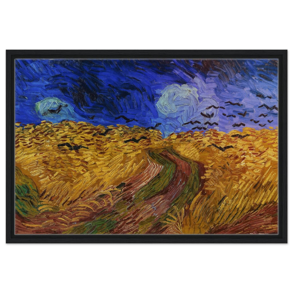 Wheatfield with Crows by Vincent van Gogh 1890 | Vintage wall art print - Framed Canvas - 50x75 cm / 20x30″ - Black frame