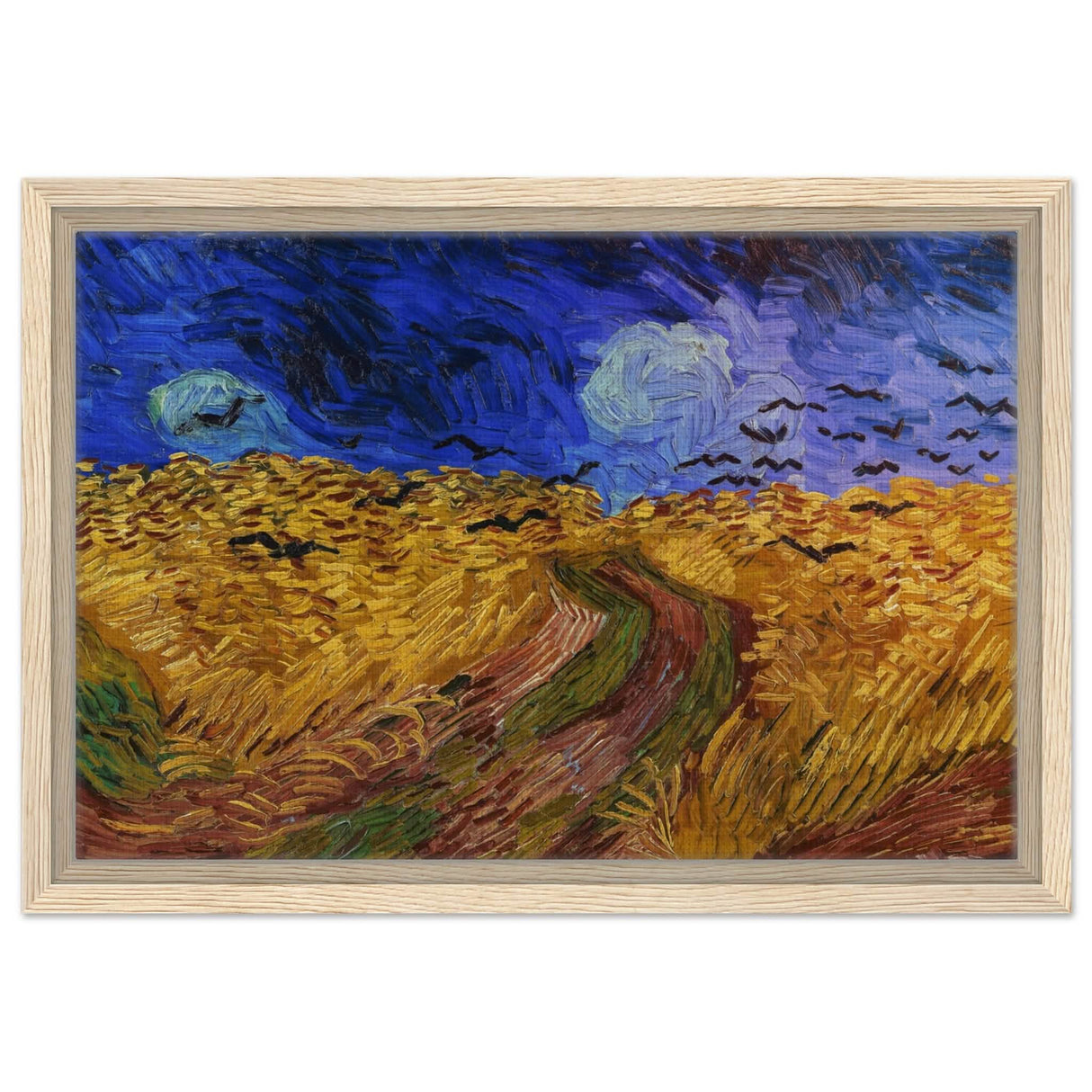 Wheatfield with Crows by Vincent van Gogh 1890 | Vintage wall art print - Framed Canvas - 30x45 cm / 12x18″ - Wood frame