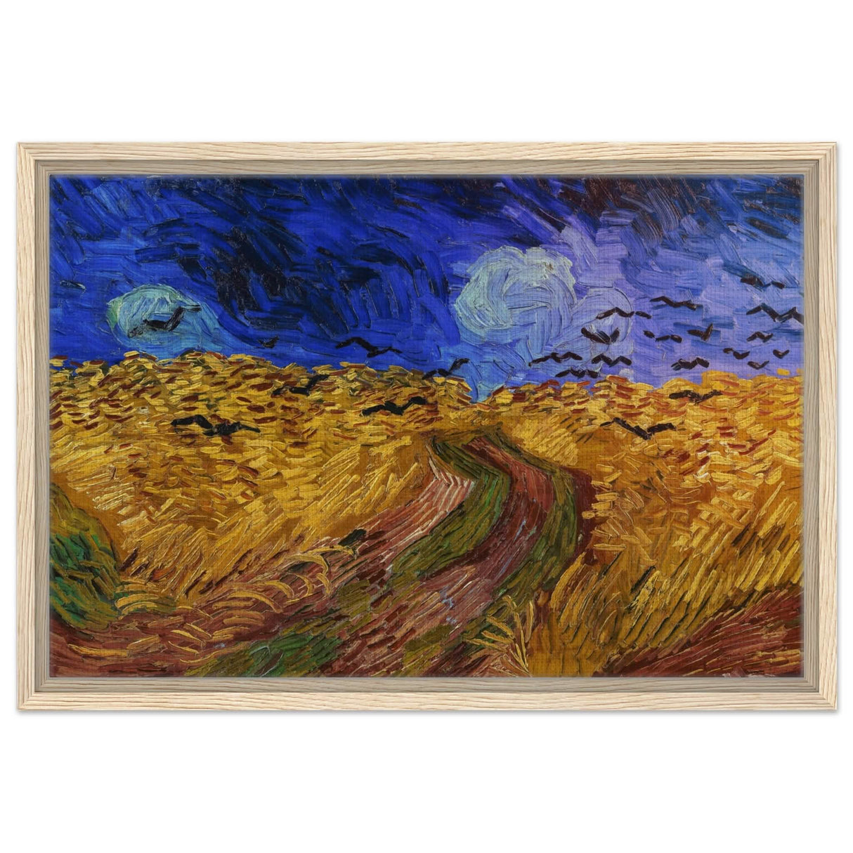 Wheatfield with Crows by Vincent van Gogh 1890 | Vintage wall art print - Framed Canvas - 40x60 cm / 16x24″ - Wood frame