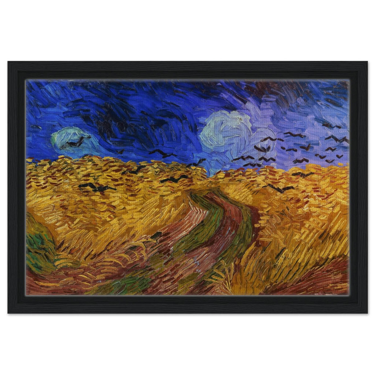 Wheatfield with Crows by Vincent van Gogh 1890 | Vintage wall art print - Framed Canvas - 30x45 cm / 12x18″ - Black frame