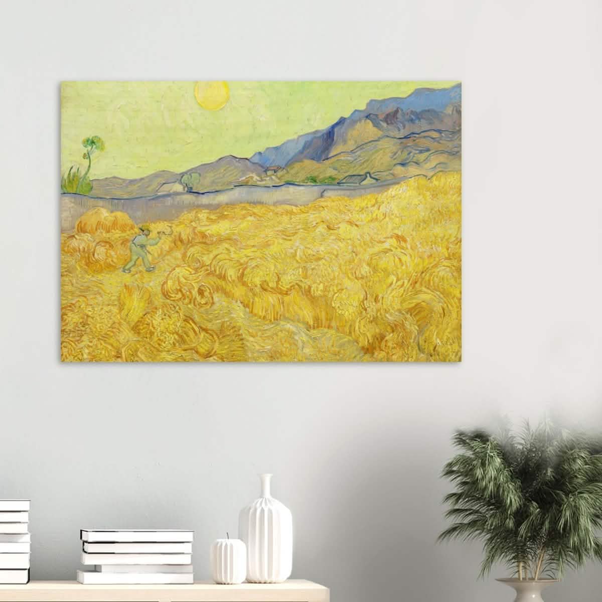 Wheatfield with Reaper by Vincent Van Gogh - Wood Prints - 70x100 cm / 28x40″ - 20 mm