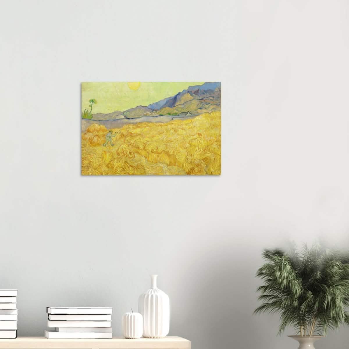 Wheatfield with Reaper by Vincent Van Gogh - Wood Prints - 40x60 cm / 16x24″ - 10 mm