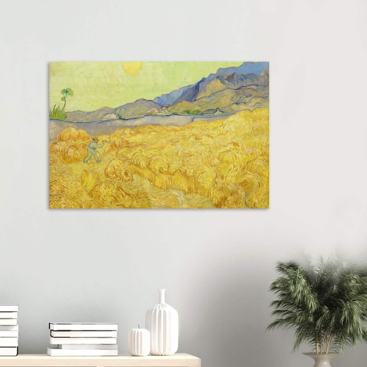 Wheatfield with Reaper by Vincent Van Gogh - Wood Prints - 60x90 cm / 24x36″ - 20 mm