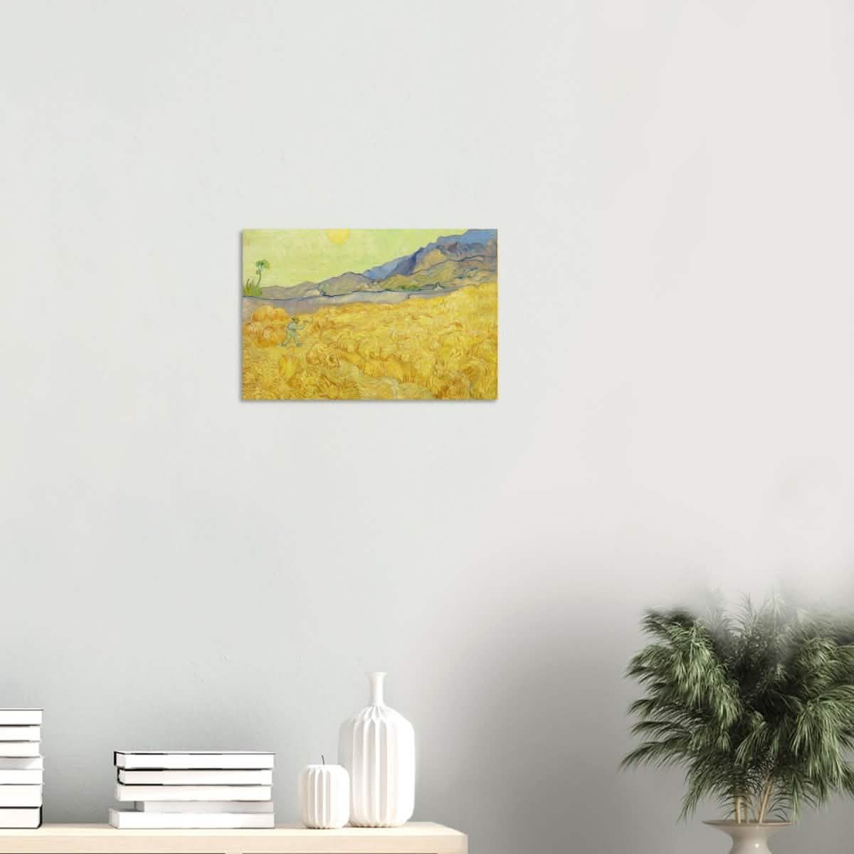 Wheatfield with Reaper by Vincent Van Gogh - Wood Prints - 30x45 cm / 12x18″ - 10 mm