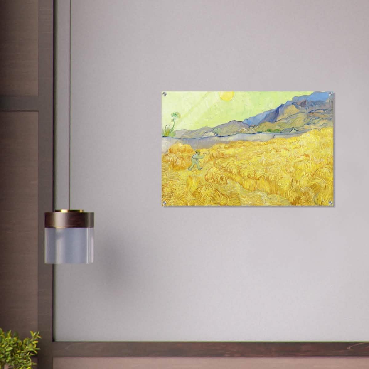 Wheatfield with Reaper by Vincent Van Gogh - Acrylic Print - 60x90 cm / 24x36″ -