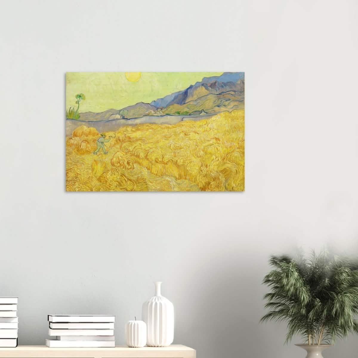 Wheatfield with Reaper by Vincent Van Gogh - Wood Prints - 50x75 cm / 20x30″ - 10 mm