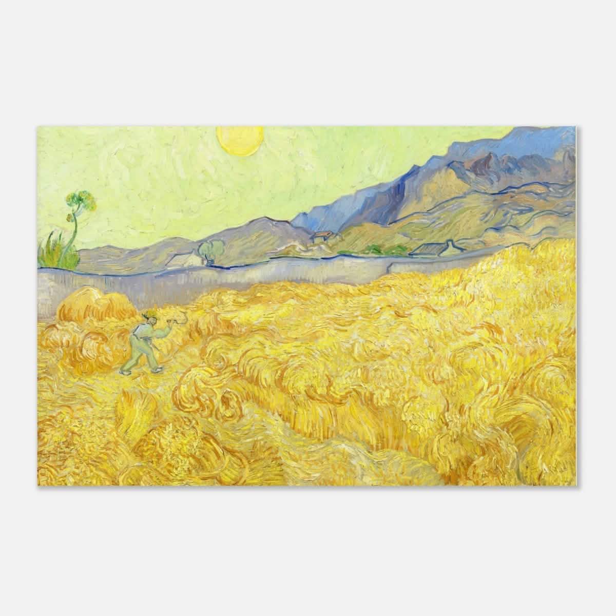 Wheatfield with Reaper by Vincent Van Gogh - Aluminum Print - 50x75 cm / 20x30″ -