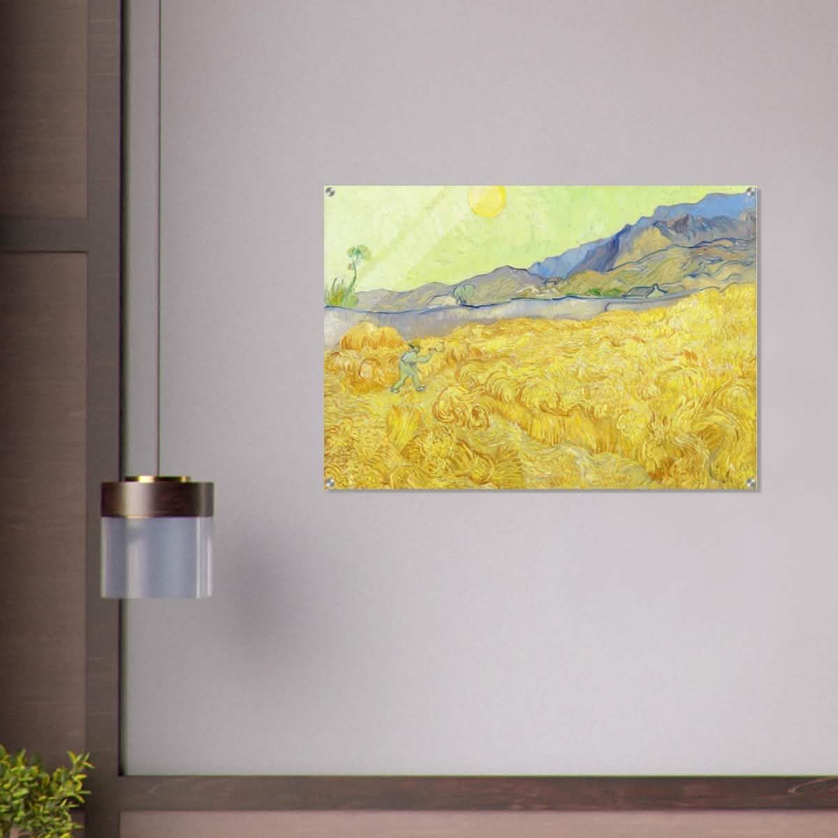 Wheatfield with Reaper by Vincent Van Gogh - Acrylic Print - 70x100 cm / 28x40″ -