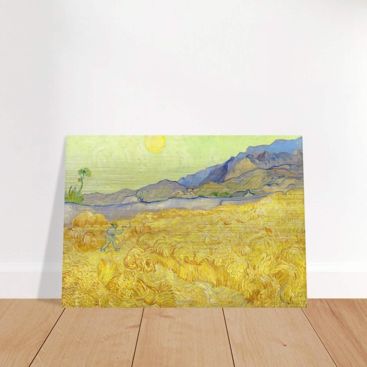 Wheatfield with Reaper by Vincent Van Gogh - Brushed Aluminum Print - 70x100 cm / 28x40″ -