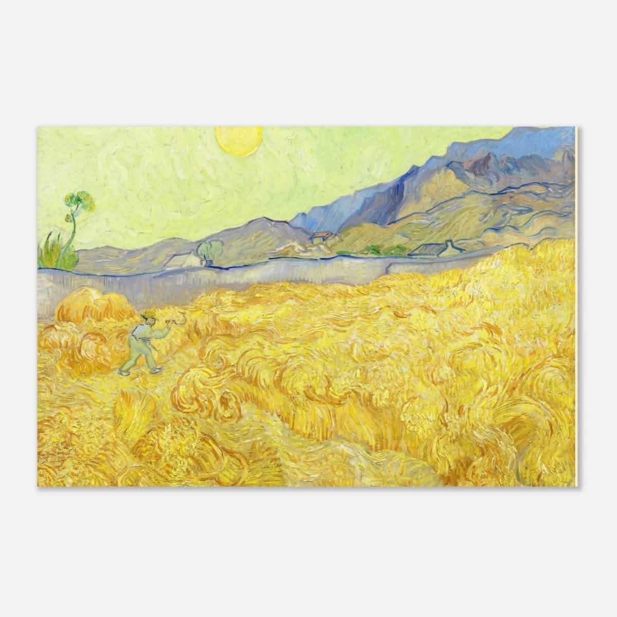 Wheatfield with Reaper by Vincent Van Gogh - Aluminum Print - 30x45 cm / 12x18″ -