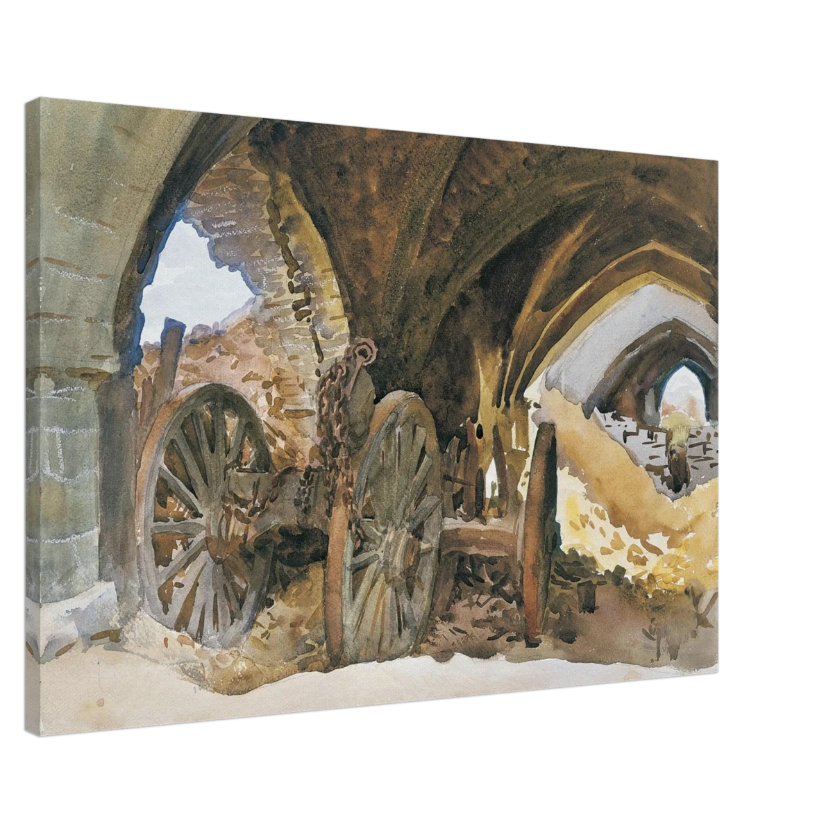 "Wheels in Vault" by John Singer Sargent – Industrial Impressionist Wall Art Print - Canvas - 60x90 cm / 24x36″ -