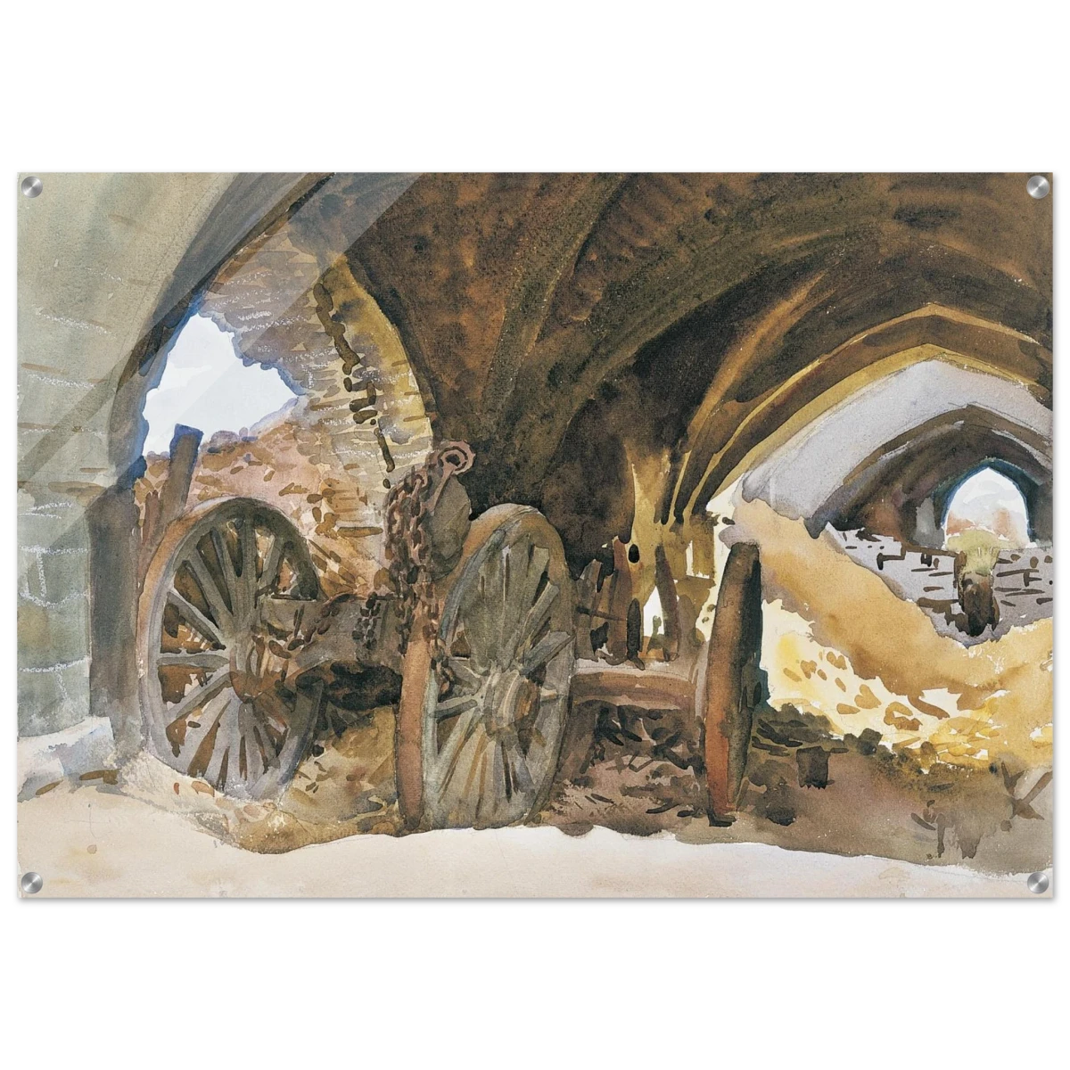 "Wheels in Vault" by John Singer Sargent – Industrial Impressionist Wall Art Print - Acrylic Print - 70x100 cm / 28x40″ -