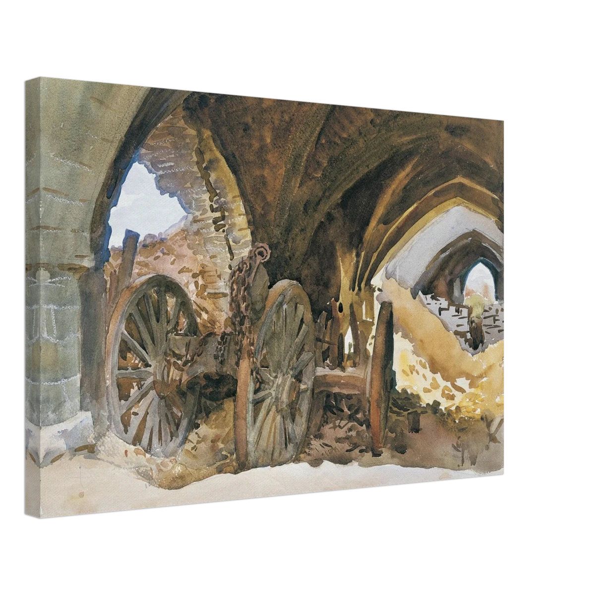 "Wheels in Vault" by John Singer Sargent – Industrial Impressionist Wall Art Print - Canvas - 40x60 cm / 16x24″ -