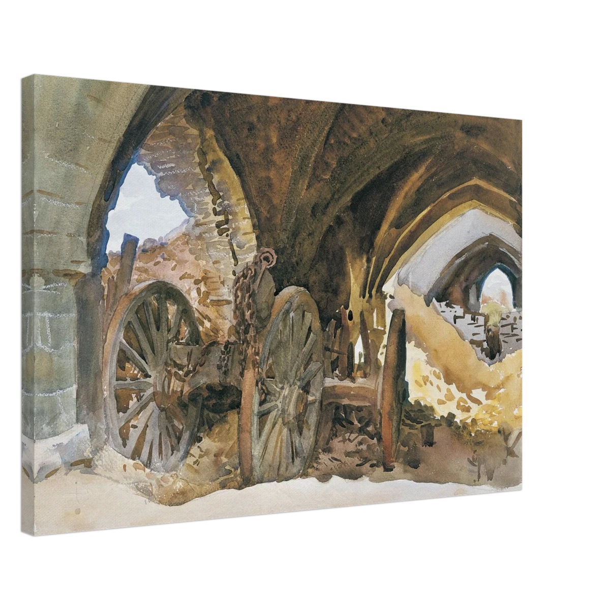 "Wheels in Vault" by John Singer Sargent – Industrial Impressionist Wall Art Print - Canvas - 50x75 cm / 20x30″ -