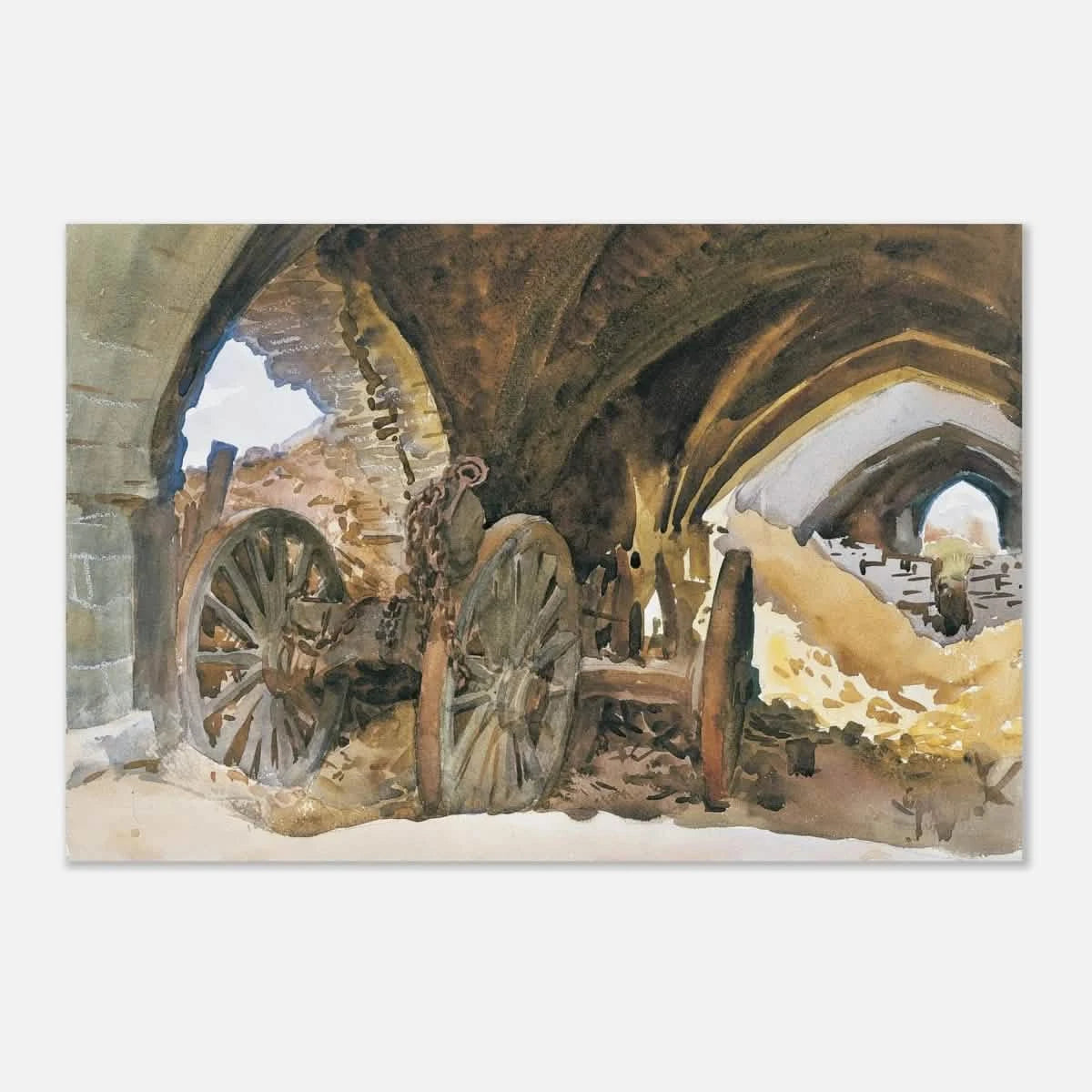 "Wheels in Vault" by John Singer Sargent – Industrial Impressionist Wall Art Print - Aluminum Print - 20x30 cm / 8x12″ -
