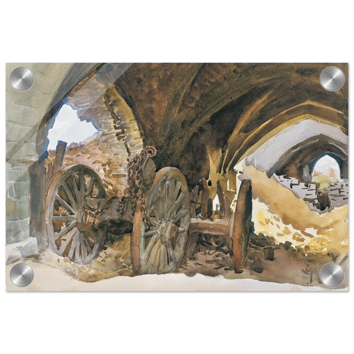 "Wheels in Vault" by John Singer Sargent – Industrial Impressionist Wall Art Print - Acrylic Print - 20x30 cm / 8x12″ -