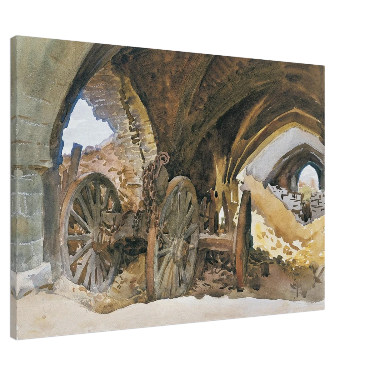 "Wheels in Vault" by John Singer Sargent – Industrial Impressionist Wall Art Print - Canvas - 70x100 cm / 28x40″ -