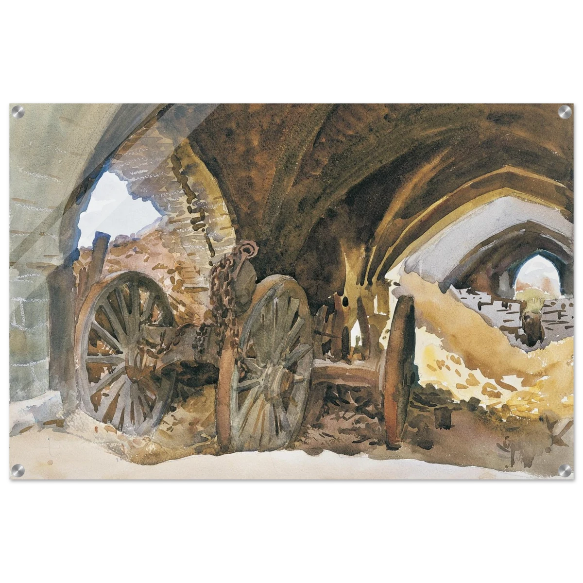 "Wheels in Vault" by John Singer Sargent – Industrial Impressionist Wall Art Print - Acrylic Print - 60x90 cm / 24x36″ -