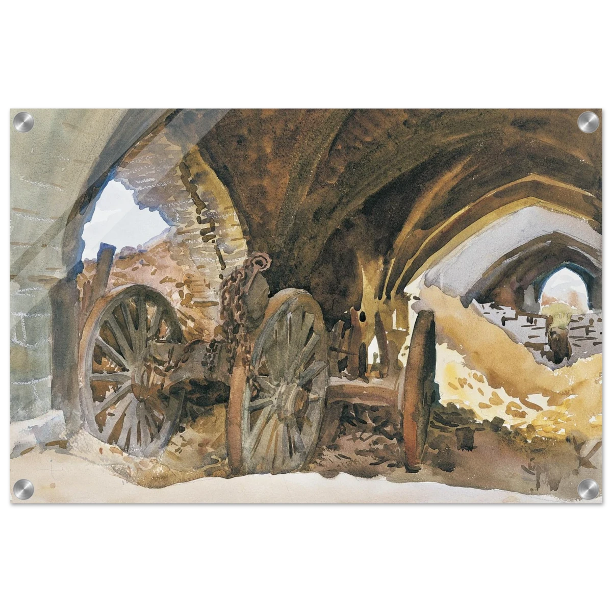 "Wheels in Vault" by John Singer Sargent – Industrial Impressionist Wall Art Print - Acrylic Print - 40x60 cm / 16x24″ -