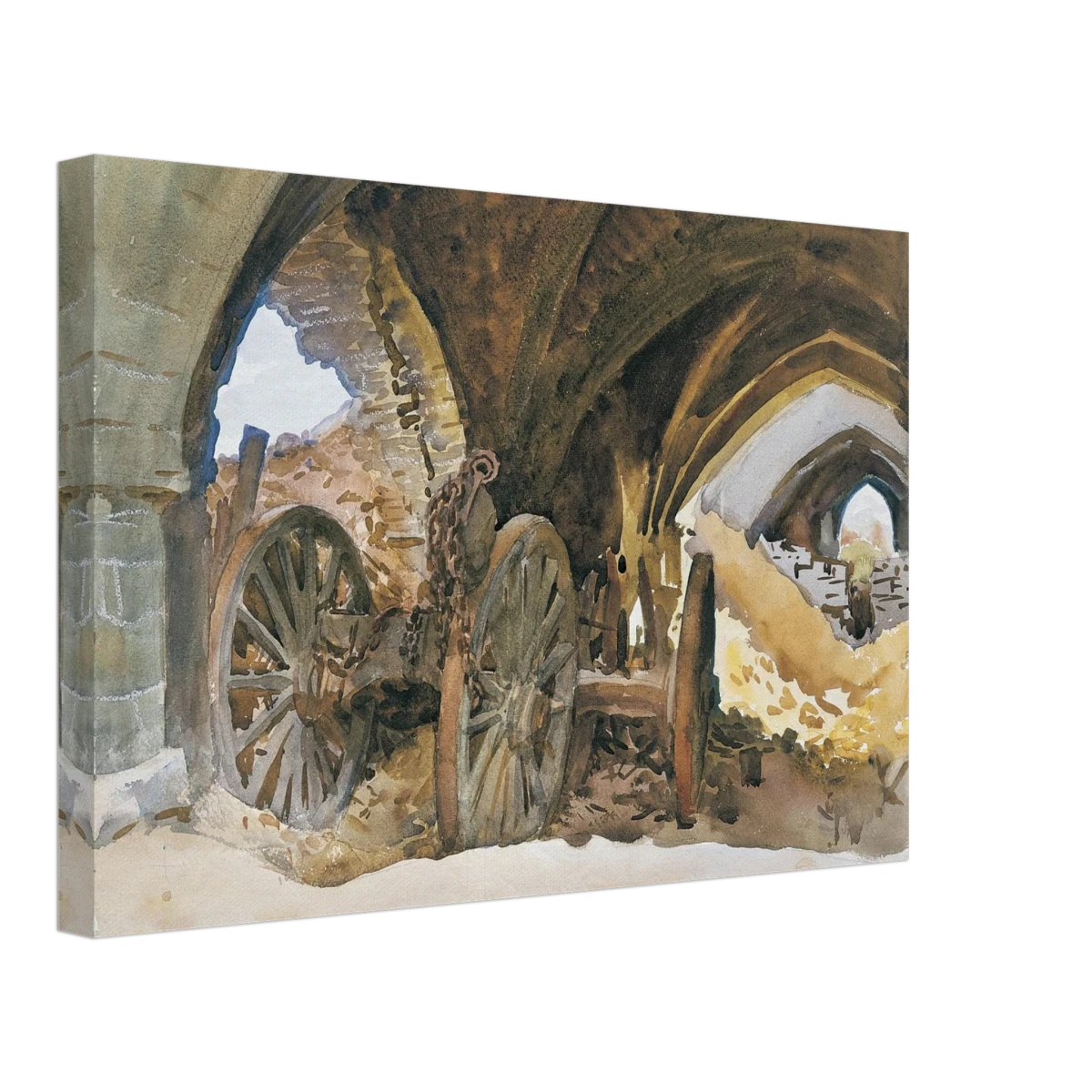 "Wheels in Vault" by John Singer Sargent – Industrial Impressionist Wall Art Print - Canvas - 30x45 cm / 12x18″ -