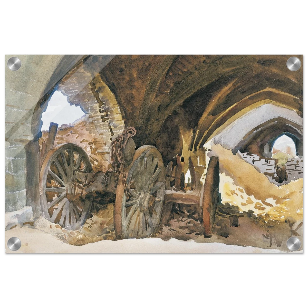 "Wheels in Vault" by John Singer Sargent – Industrial Impressionist Wall Art Print - Acrylic Print - 30x45 cm / 12x18″ -