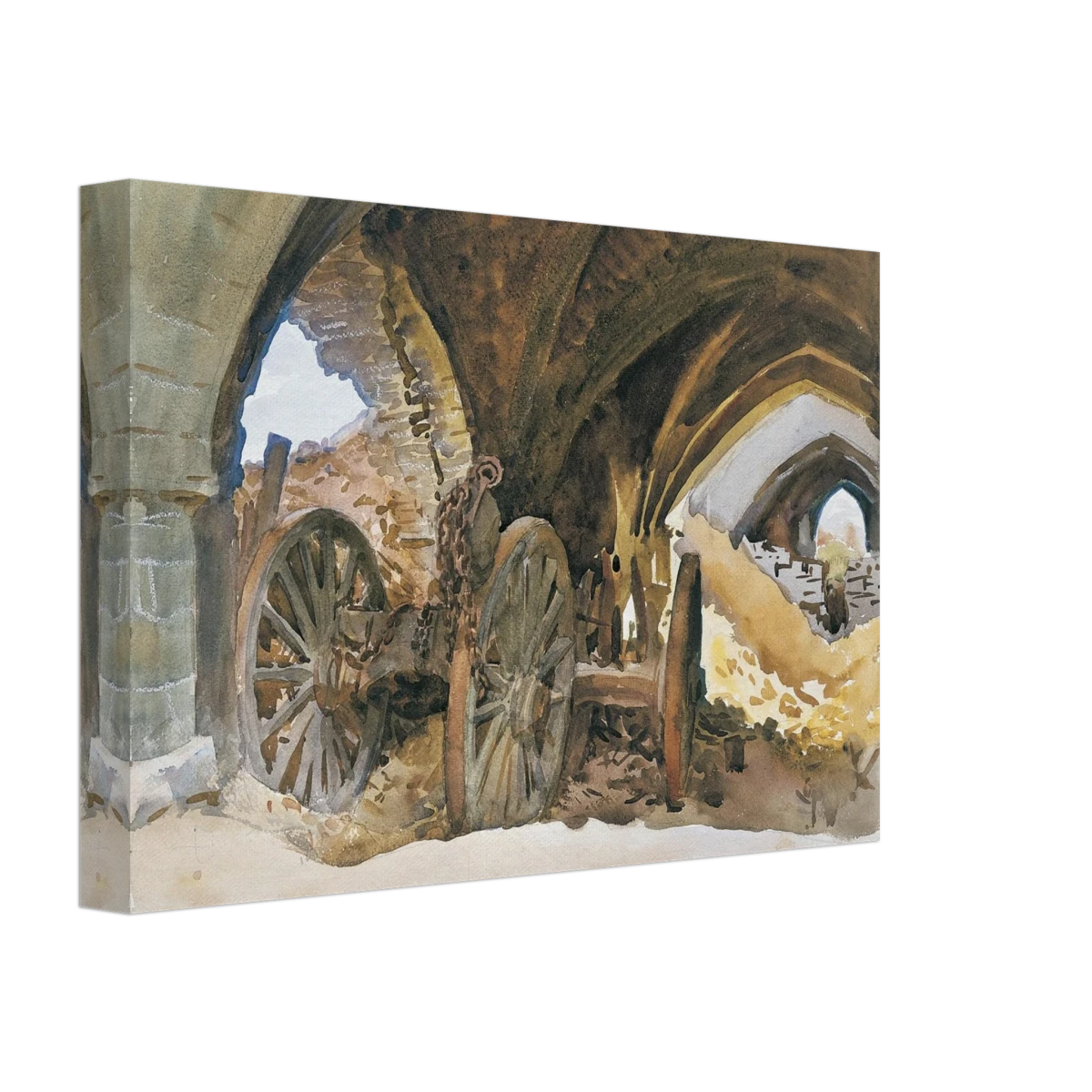"Wheels in Vault" by John Singer Sargent – Industrial Impressionist Wall Art Print - Canvas - 20x30 cm / 8x12″ -
