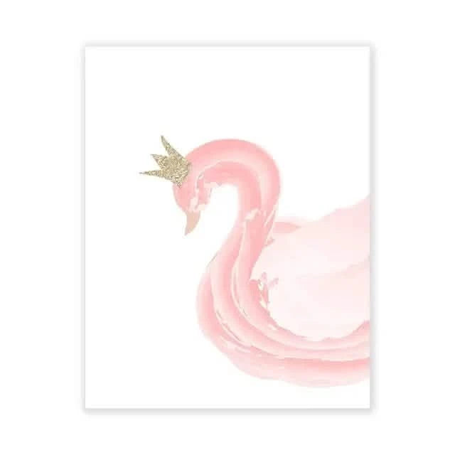 Whimsical Dreams – Pink Wall Art Canvas wall art Ballerina Girl Unicorn Butterfly Kids Room Decor Nursery Poster Pictures Wall Decor - 60 x90cm No Frame - Royal Swan -