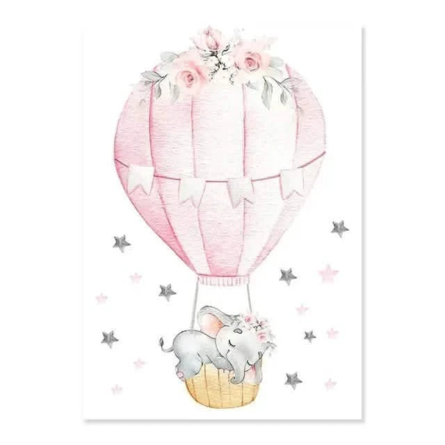 Whimsical Dreams – Pink Wall Art Canvas wall art Ballerina Girl Unicorn Butterfly Kids Room Decor Nursery Poster Pictures Wall Decor - 50x70cm No Frame - Balloon Adventure -