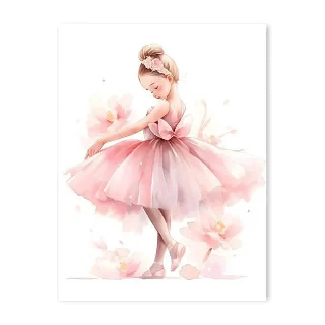 Whimsical Dreams – Pink Wall Art Canvas wall art Ballerina Girl Unicorn Butterfly Kids Room Decor Nursery Poster Pictures Wall Decor - 50x70cm No Frame - Blush Ballerina -