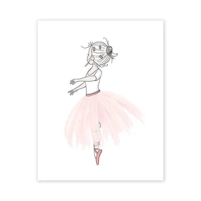 Whimsical Dreams – Pink Wall Art Canvas wall art Ballerina Girl Unicorn Butterfly Kids Room Decor Nursery Poster Pictures Wall Decor - 60 x90cm No Frame - Whimsical Dancer -