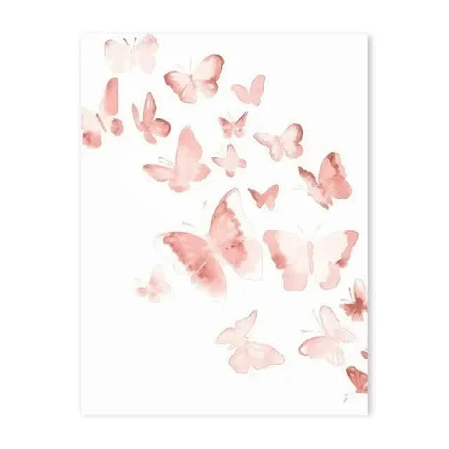 Whimsical Dreams – Pink Wall Art Canvas wall art Ballerina Girl Unicorn Butterfly Kids Room Decor Nursery Poster Pictures Wall Decor - 30x40cm - Floated Frame (Black) - Butterfly - 2 -