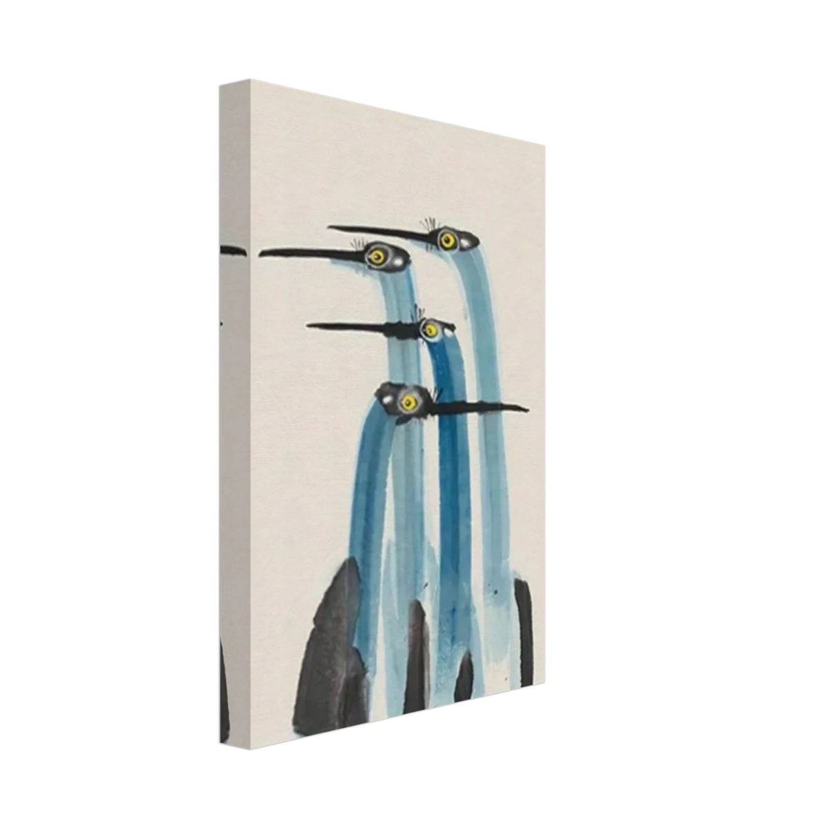 Whimsical Flight – Abstract Watercolor Herons | Wall art Print - Canvas - 20x30 cm / 8x12″ -