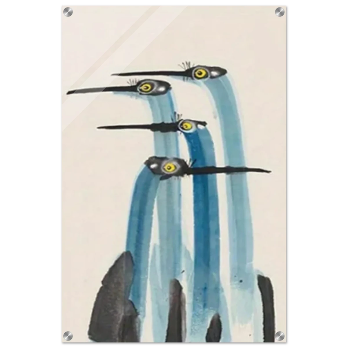 Whimsical Flight – Abstract Watercolor Herons | Wall art Print - Acrylic Print - 50x75 cm / 20x30″ -