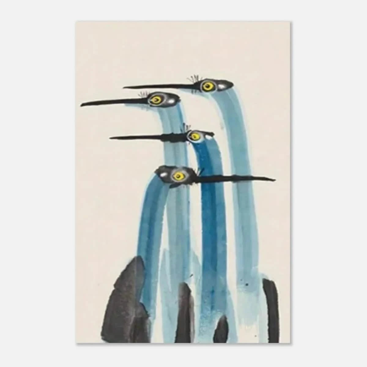 Whimsical Flight – Abstract Watercolor Herons | Wall art Print - Aluminum Print - 60x90 cm / 24x36″ -