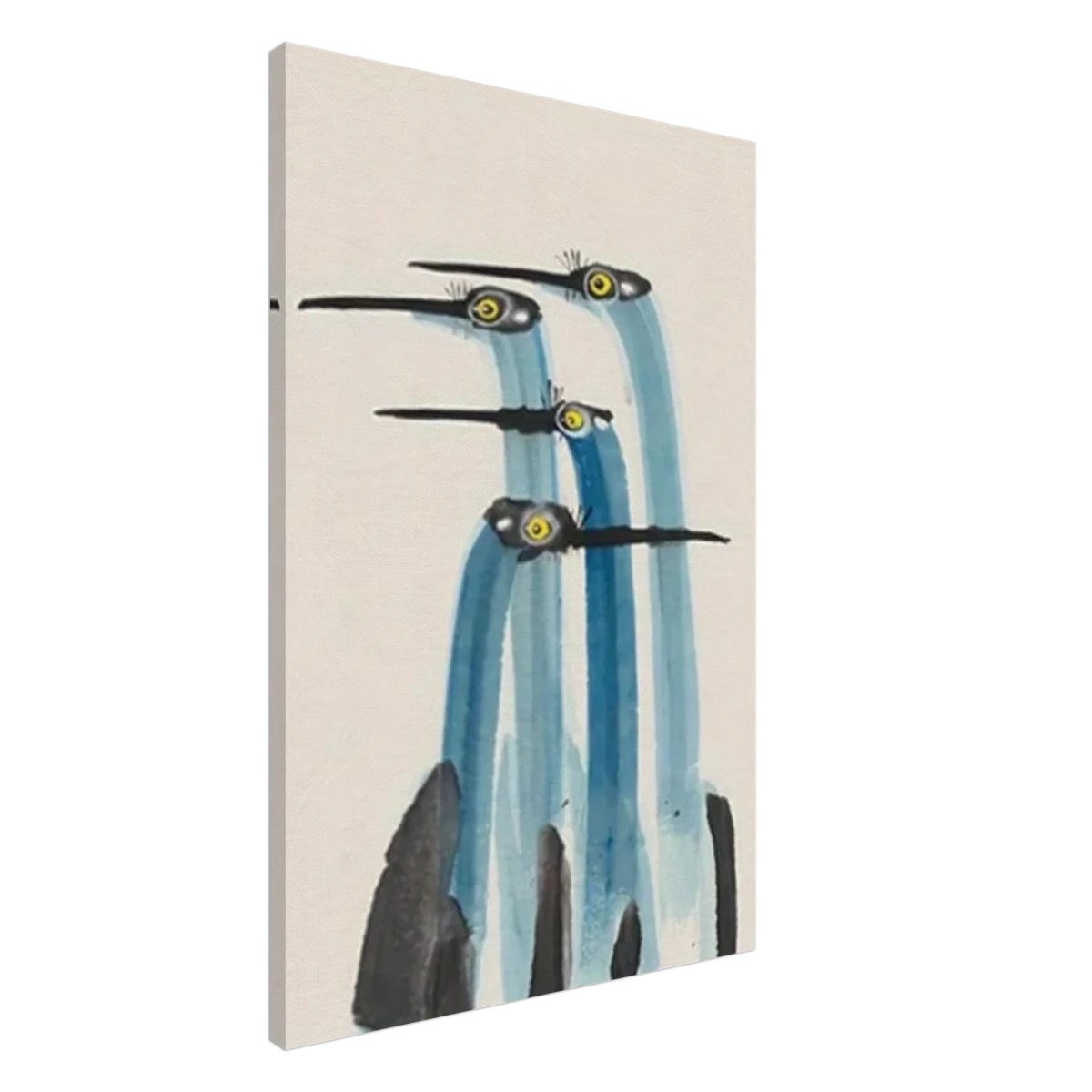 Whimsical Flight – Abstract Watercolor Herons | Wall art Print - Canvas - 60x90 cm / 24x36″ -