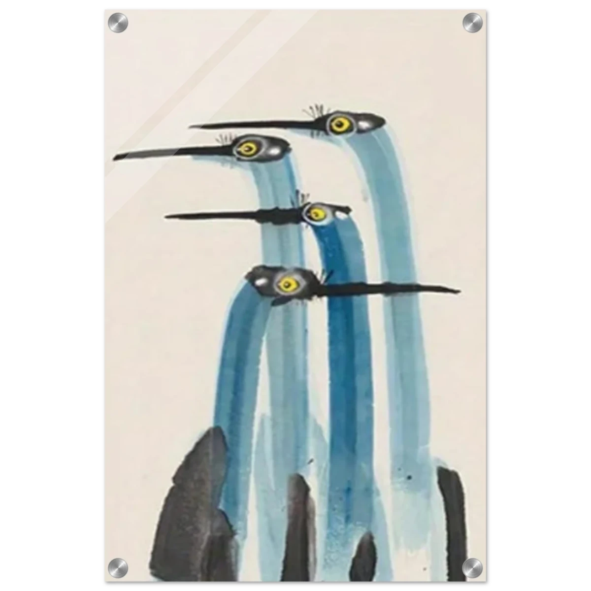 Whimsical Flight – Abstract Watercolor Herons | Wall art Print - Acrylic Print - 40x60 cm / 16x24″ -